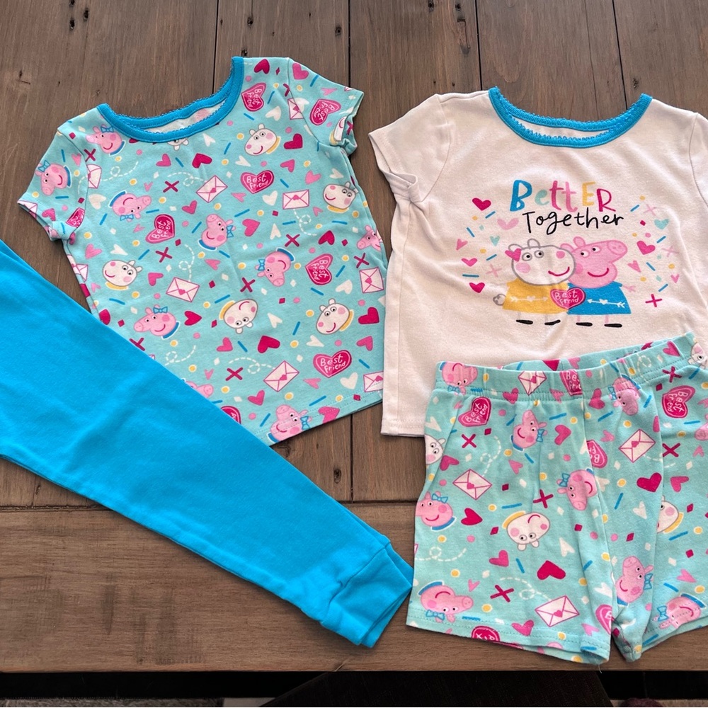 Peppa Pig Kids Pajamas Set - Blue and White